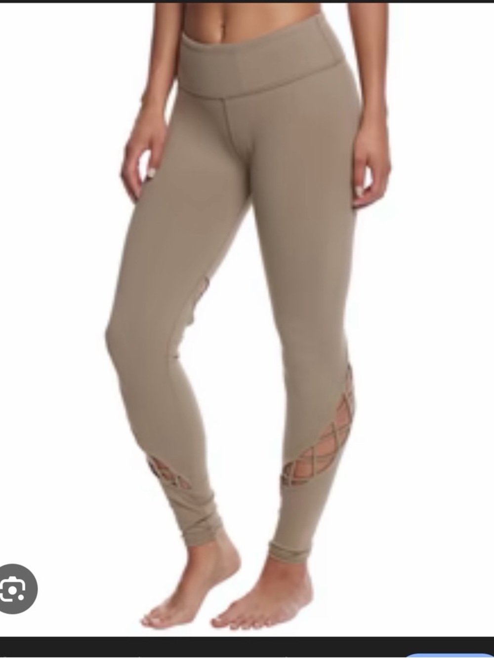 ALO Yoga Taupe High-Rise Leggings with Lattice Ankle Detail